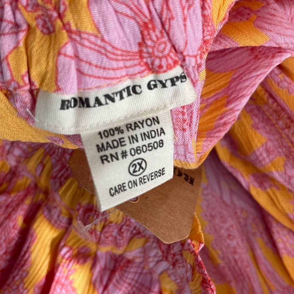 ROMANTIC GYPSY Plus Flutter Trim Smocked Shorts in Marigold Size 2X NEW - Picture 10 of 14